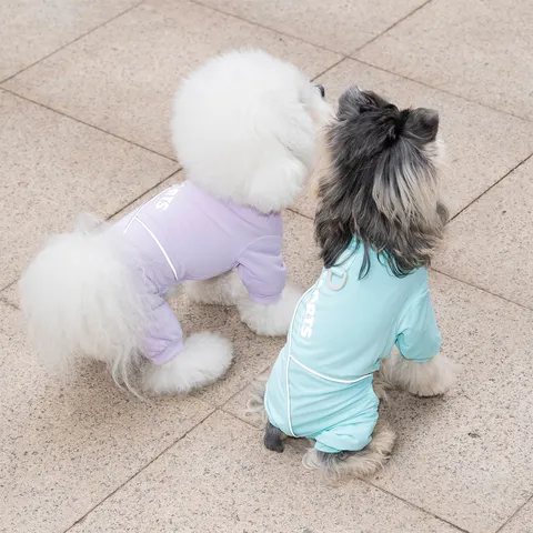 Atmungsaktiver Hunde-Jumpsuit Kühlende Hundekleidung Für Kleine Hunde Sommer Dünn Gestreift Welpen-Outfit Sonnenschutz Weste