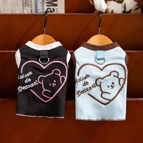 Huisdier Zomer Vest Ijs Zijde Koeling Hondenkleding Schattige Hart Beer Geborduurd Puppy Kat Vest Kleine Middelgrote Hond