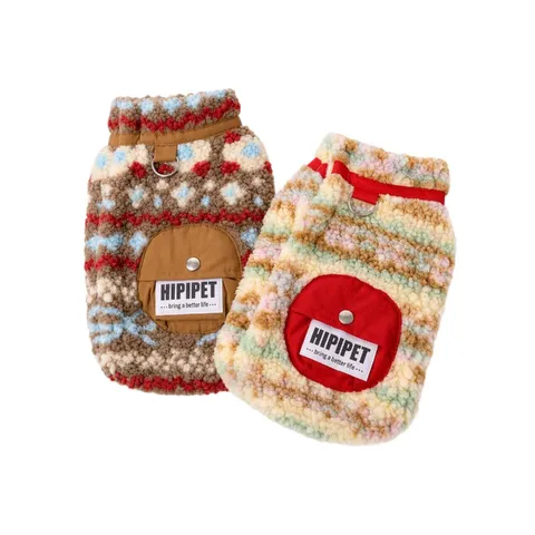 Haustier Lammwolle Jacquard Bekleidung Warm Verdickt Hund Katze Weste Mit Leinen D-Ring Niedliche Welpenkleidung Für Kleine Mittlere Hunde