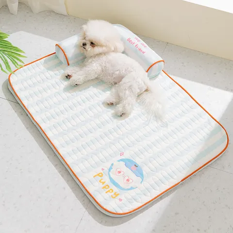 Cooling Latex Mat Pet Bed Dog Cat Sofa With Pillow Breathable Summer Sleeping Pad For Small Medium Large Pets