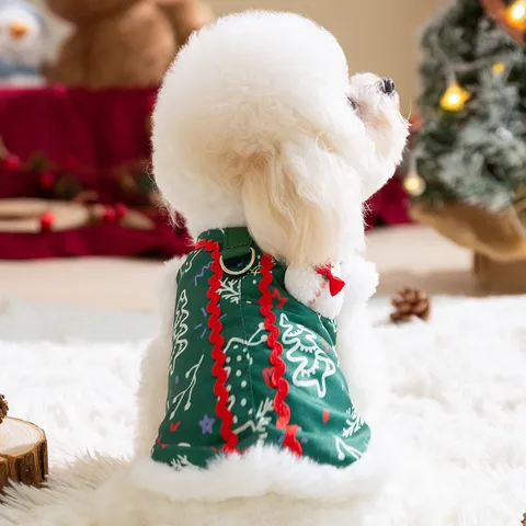 Süße Weihnachten Feiertag Haustier Kleidung Vlies Gefüttert Warm Hund Weste Köperstoff Plüsch Puppe Mantel Für Kleine Mittlere Hunde Katzen Winter Bekleidung