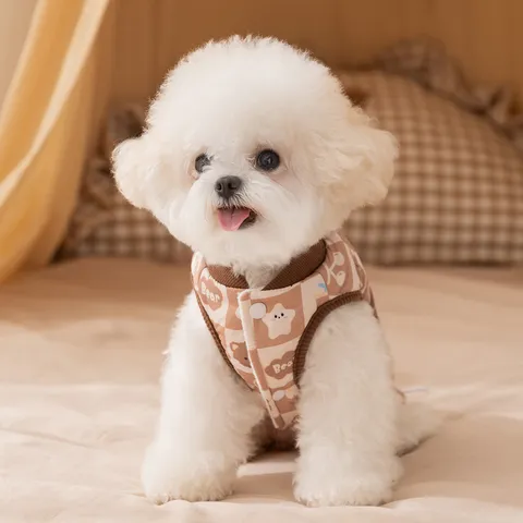 Haustier Hund Warme Baumwolle Weste Verdickte Fleece Futter Karo Bär Muster Mantel Jacke Geschirr D-Ring Kleine Mittlere Hunde Kleidung