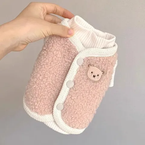 Winter Warm Huisdier Hond Vest Pluche Puppy Kat Mantel Schattige Beren Borduurwerk