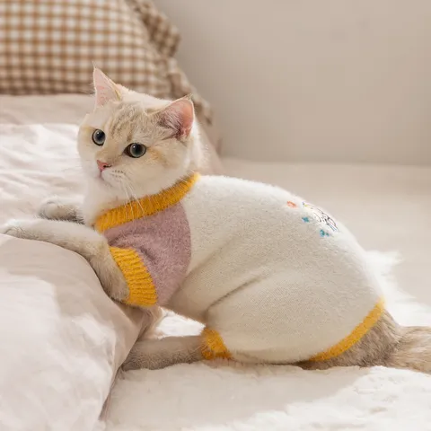 Ropa de Invierno Cálida para Perros y Gatos Mono de Cuatro Patas de Terciopelo de Visón con Bordado de Cachorro Lindo para Gatitos y Perros Pequeños