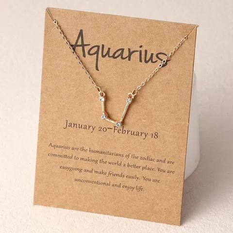 Alloy Strass Tierkreiszeichen Konstellation Anhänger Halskette Für Damen Mode Vergoldet Horoskop Karte Schmuck Geschenk