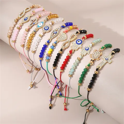 Damen Gewebte Perlenarmbänder Strass Legierung Tropföl Schmetterling Regenbogen Anhänger Verstellbarer Mode Schmuck