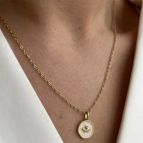 Europäisch Amerikanische Mode Zinklegierung Emaille Schmetterling Herz Muschel Seestern Anhänger Halskette Für Damen Punk Stil Geometrischer Schmuck Geschenk