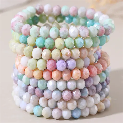 Minimalistisches Farbiges Facettiertes Saatperlen Stapelbares Armband Handgestricktes Geometrisches Glas Optik Perlenarmband Für Damen Mädchen Schmuck