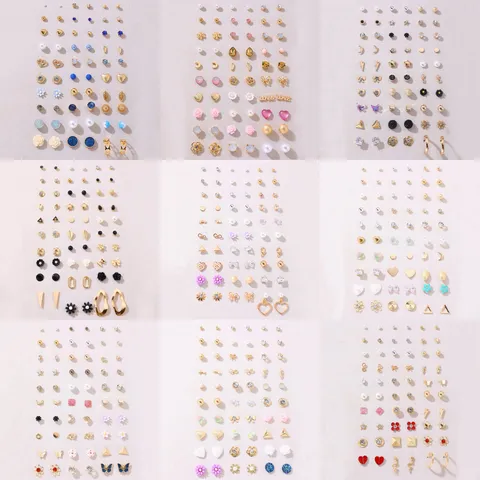 Süße Legierung Künstliche Perle Strass Ohrstecker Set Für Damen Geometrisch Herz Schleife Zarter Mode Schmuck Set Ohrringe