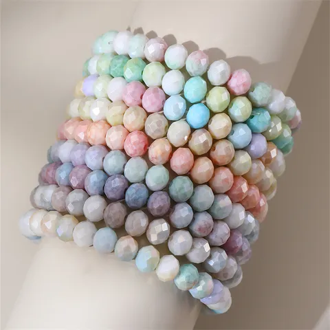 Minimalistisches Farbiges Facettiertes Saatperlen Stapelbares Armband Handgestricktes Geometrisches Glas Optik Perlenarmband Für Damen Mädchen Schmuck