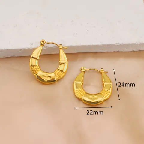 Pendientes de Aros Geométricos Chapados en Oro de Acero Inoxidable Para Mujeres Hombres Moda Estilo Ins Joyería