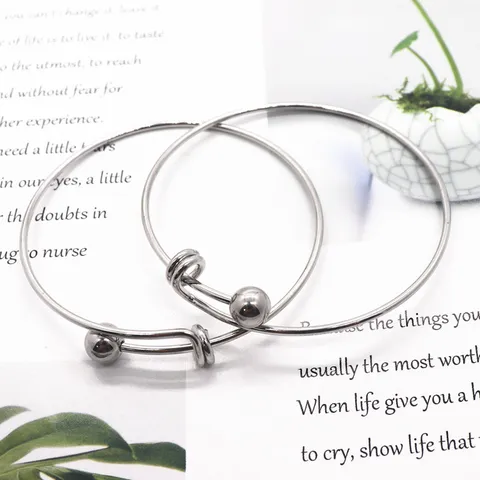 Pulsera Brazalete Abierta Ajustable de Acero Inoxidable Minimalista Círculo Simple Alambre Diario Joya Regalo Para Mujeres