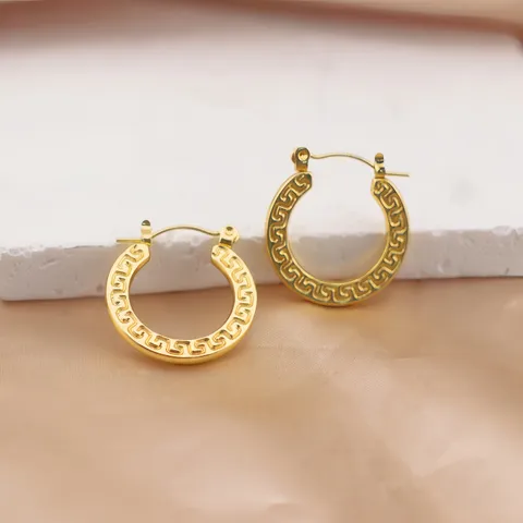 Pendientes de Aros Geométricos Chapados en Oro de Acero Inoxidable Para Mujeres Hombres Moda Estilo Ins Joyería