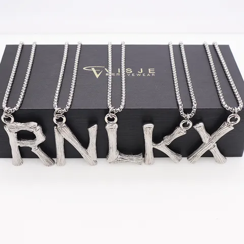 Collar con Colgante de Letras de Acero Inoxidable Hip Hop Europeo y Americano Hombres Mujeres Joyería Casual de Moda Cadena de Cuentas