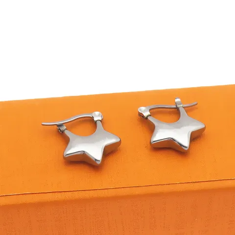 Pendientes De Botón De Lazo Y Estrella De Acero Inoxidable Minimalista Para Mujer Joyería De Moda Geométrica