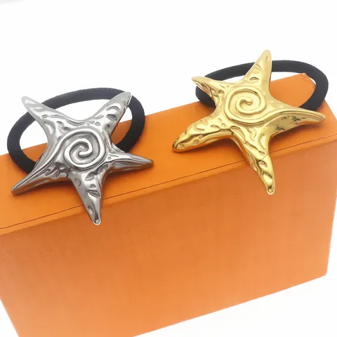 Coletero de Estrella de Mar de Acero Inoxidable Minimalista Cinta de Pelo Negra Elegante Accesorios para el Cabello Mujer