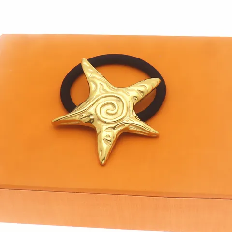 Coletero de Estrella de Mar de Acero Inoxidable Minimalista Cinta de Pelo Negra Elegante Accesorios para el Cabello Mujer