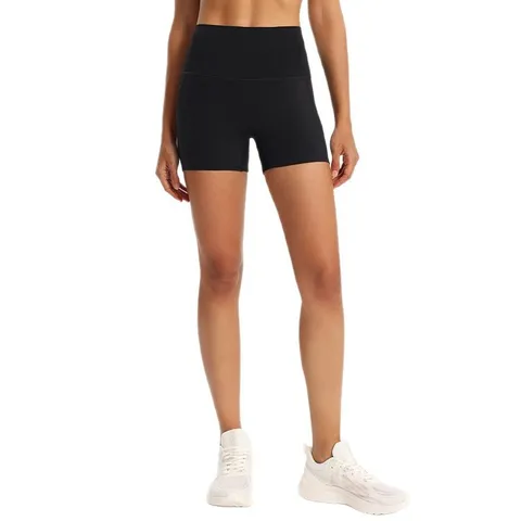 Women High Waist Butt Lifting Yoga Shorts Slim Fit Athletic Fitness Running Gym Workout Shorts Nylon Spandex Solid Color