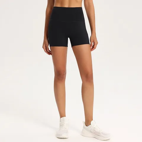 Women High Waist Butt Lifting Yoga Shorts Slim Fit Athletic Fitness Running Gym Workout Shorts Nylon Spandex Solid Color