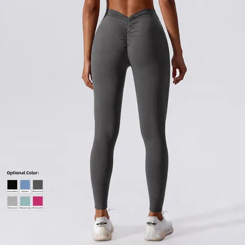 Pantalón de Yoga Rizado Levanta Glúteos de Talle Alto para Mujer Leggings Deportivos Control de Abdomen Fitness