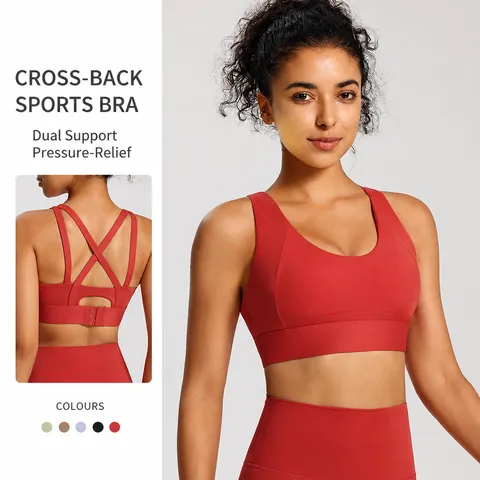 Dames Sport-bh High Impact Vaste Cup Schokbestendig Gym Fitness Hardlopen Workout Athletisch Crop Top Nylon Elastaan