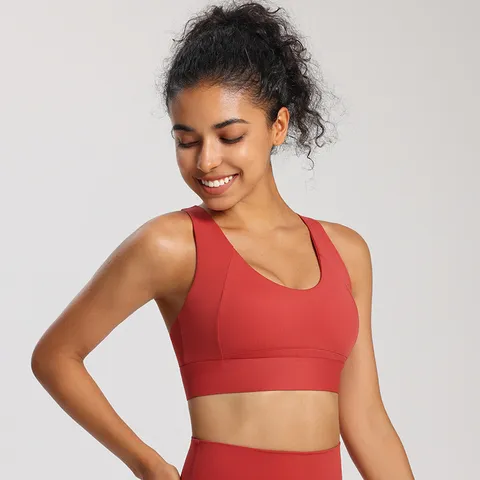 Sujetador Deportivo de Alto Impacto para Mujer Copa Fija Antichoque Gimnasio Fitness Running Crop Top de Nylon Spandex