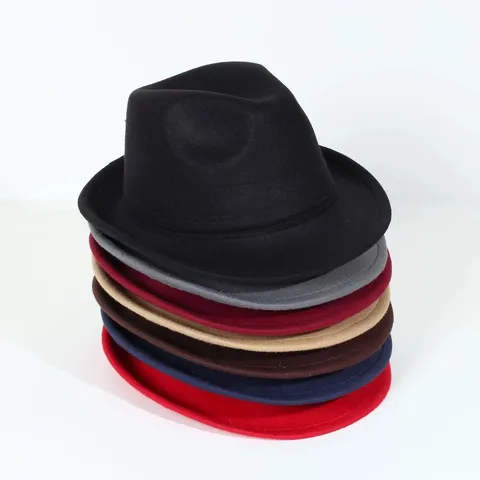 British Retro Fedora Hat For Men Women Short Brim Solid Color Woolen Felt Jazz Cap Autumn Winter Gentleman Derby Hat
