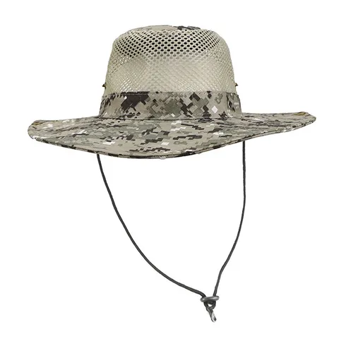 Men's Outdoor Sun Protection Camouflage Fisherman Hat Breathable Mesh Wide Brim Foldable Hiking Fishing Bucket Hat