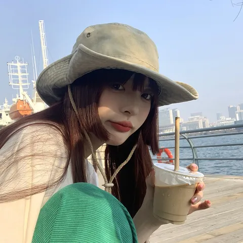Washed Distressed Bucket Hat Outdoor Camping Hiking Sun Protection Fisherman Cap Unisex Cotton Casual Windproof Sun Hat