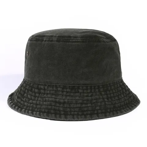 Washed Denim Bucket Hat Women Summer Retro Solid Color Sun Protection Breathable Casual Outdoor Fisherman Cap