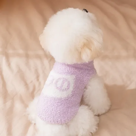 Pet Dog Cat Winter Warm Plush Sweater Vest Soft Macaron Color Sleeveless Puppy Kittens Clothes For Small Medium Dogs Cats