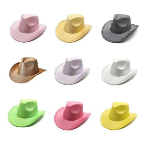 Colorful Western Cowboy Hat Glitter Powder Carnival Party Hat EVA Composite Millinery Fashion Headwear For Women Men