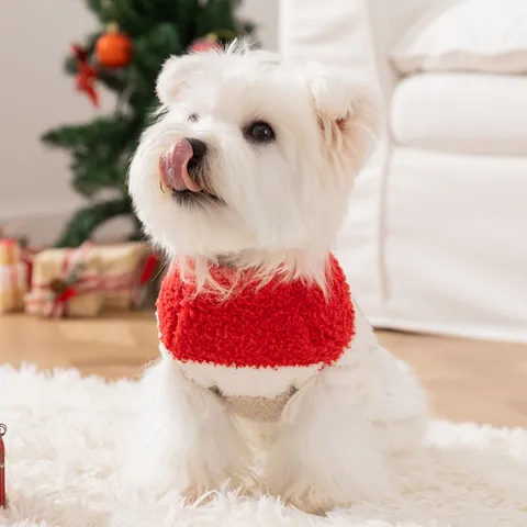 Weihnachten Weihnachtsmann Haustier Hund Pullover Ärmellos Weich Chenille Samt Gestrickt Winter Warmes Outfit Für Welpen Kleine Mittlere Hunde Katze