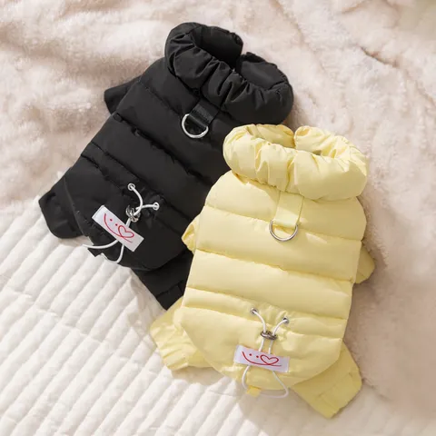 Small Dog Down Jacket Winter Warm Four-Legged Pet Jumpsuit Coat With D-Ring Traction Puppy Apparel For Small Dogs