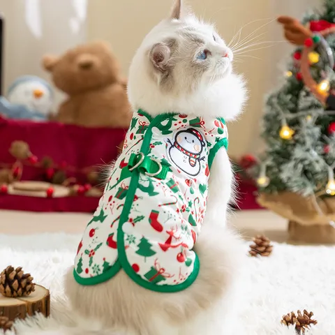 Pet Clothes Autumn Winter Fleece Warm Thermal Dog Cat Sweater Christmas Elk Snowman Apparel Cute Pet Outfit