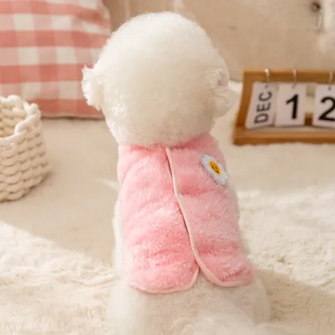Winter Haustier Hundekleidung Warm Polarfleece Welpenkostüm Kleine Mittlere Hunde Teddy Bichon Niedlich Blumen Stickerei Pullover Kleidung