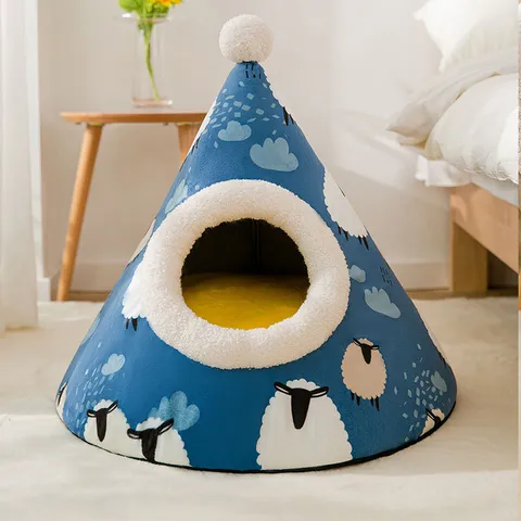 Caldo Antivento Yurt Animale Domestico Tenda Casa Carino Cartone Animato Piccolo Cane Gatto Letto Morbido Peluche Inverno Caldo Nido Articoli