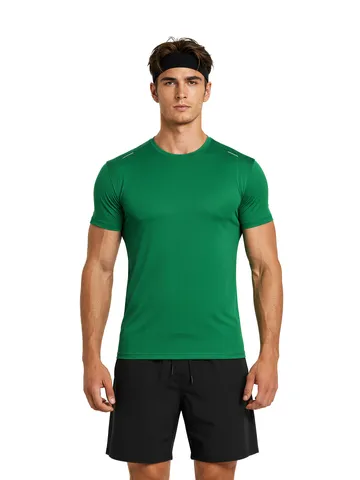 Herren Slim Fit Schnelltrocknend Sport T-Shirt Antibakteriell Hochelastisch Kurzarm Rundhals Laufen Fitness Nylon Top