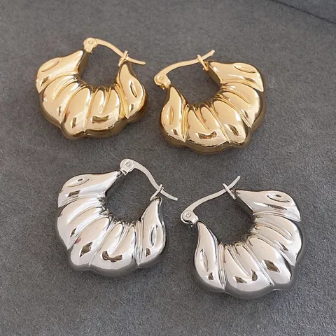 Irregular Geometric Hoop Earrings Fashion Metal Croissant Dome Earrings Cold Style Trendy Ear Jewelry For Women