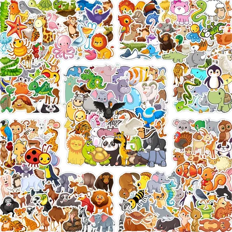 Animaux de Dessin Animé Autocollants de Graffiti Imperméables Pack de Stickers Mignons pour Ordinateur Portable Bouteille d'Eau Téléphone