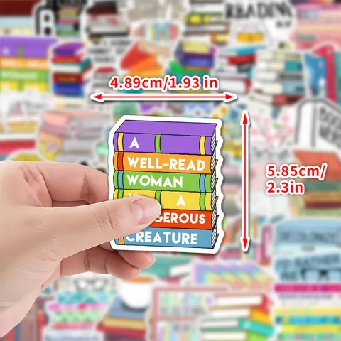 Book Reading Waterproof Graffiti Stickers Vinyl Decals For Laptop Phone Journal Literary Bookworm Stationery Decoration