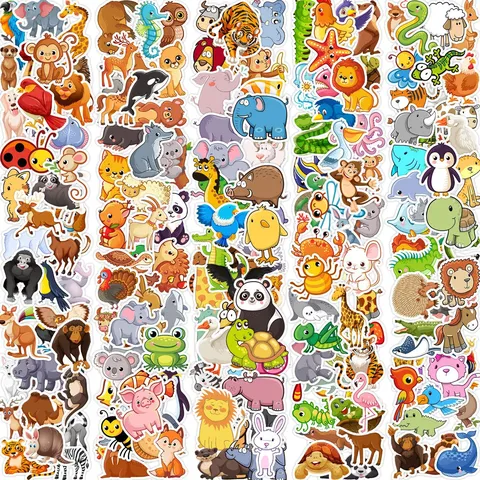 Animaux de Dessin Animé Autocollants de Graffiti Imperméables Pack de Stickers Mignons pour Ordinateur Portable Bouteille d'Eau Téléphone
