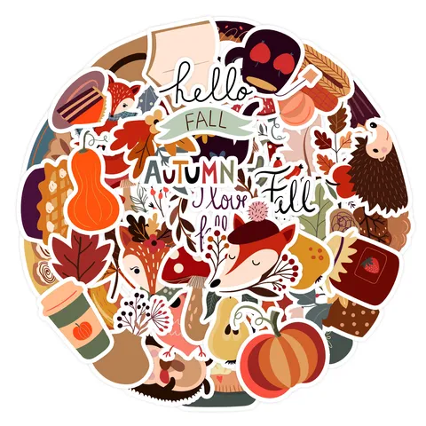 Leuke Herfst Stickers Waterdichte Vinyl Decals Voor Waterfles Laptop Scrapbook Notebook Cartoon Dier Decoratieve Sticker