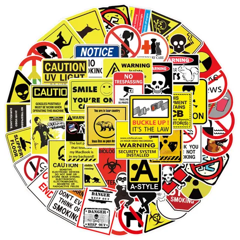 Wasserdichte Warnung Graffiti Aufkleber Gemischte Abziehbilder Für Laptop Koffer Skateboard DIY Vinyl Klebeaufkleber