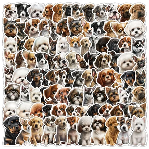 Mignons Autocollants Graffiti pour Chiens Chiot Autocollants Imperméables pour Téléphone Bouteille d'Eau Ordinateur Portable Valise Skateboard