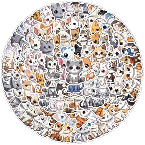 Autocollants Graffiti Chat Mignon Autocollants PVC Imperméables Pour Bouteille d'Eau Ordinateur Portable Bagages Enfants DIY Décoratif Cartoon Sticker Pack