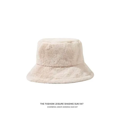Cappello da Pescatore in Peluche da Donna Invernale Ispessito Acrilico Tinta Unita Ecopelliccia per Caldo Casual Quotidiano