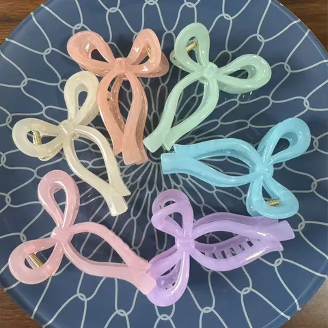 Pinzas de Garra para Pelo de Plástico con Lazo 3D Color Sólido Mate Antideslizante Accesorios para el Cabello para Mujeres Chicas