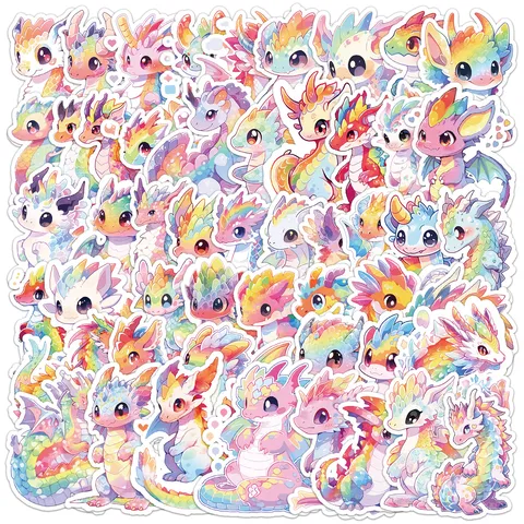 Cute Dream Rainbow Dragon Waterproof Graffiti Stickers PVC Cartoon Decals For Water Bottle Laptop Luggage