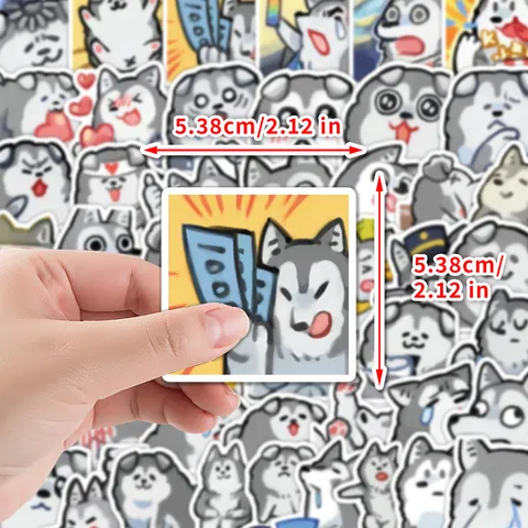 Cute Husky Meme Graffiti Stickers Waterproof Vinyl Decals Aesthetic Cartoon Animal Sticker Pack For Water Bottle Laptop